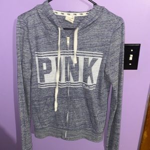 Blue full zip sweatshirt with hood